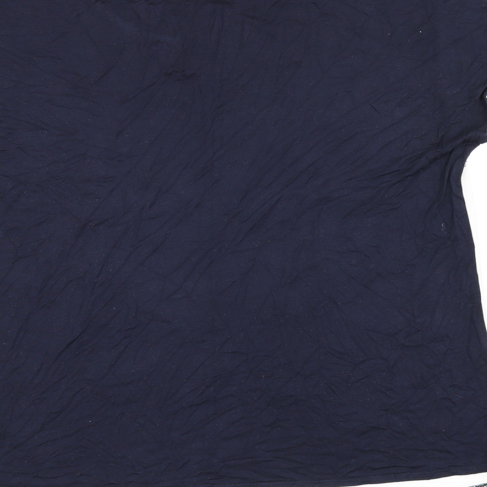 Bonmarché Womens Blue Floral Polyester Jersey T-Shirt Size 14 Boat Neck