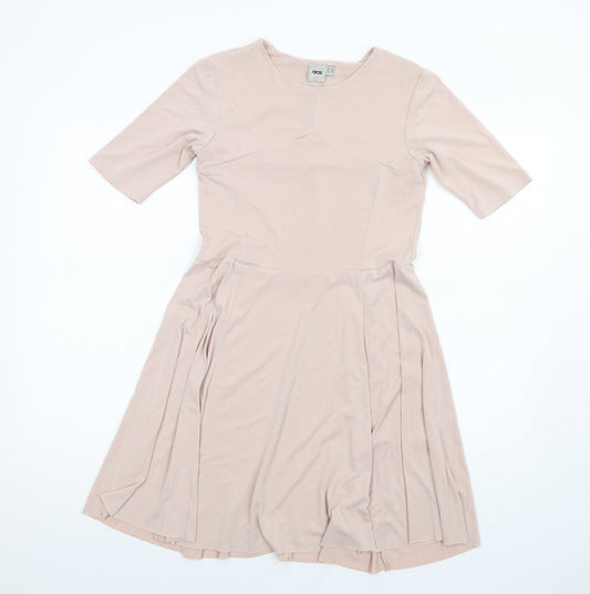 ASOS Womens Pink Polyester Fit & Flare Size 10 V-Neck Pullover