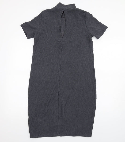 Marks and Spencer Womens Grey Polyester Bodycon Size 10 High Neck Pullover