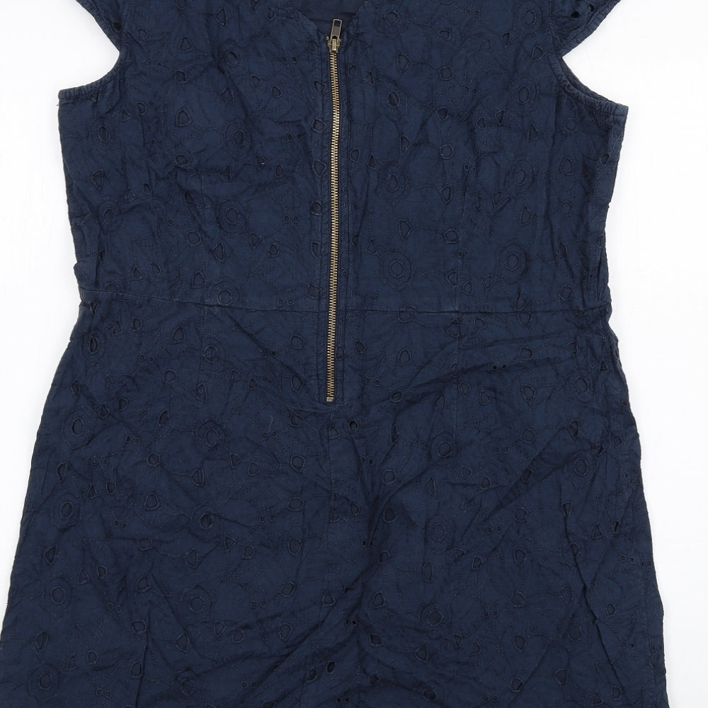 NEXT Womens Blue Cotton A-Line Size 18 Round Neck Zip