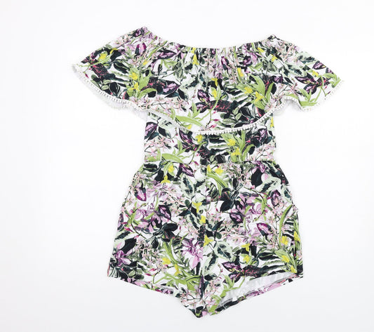 NEXT Womens Multicoloured Floral Vinyl Playsuit One-Piece Size 8 Pullover
