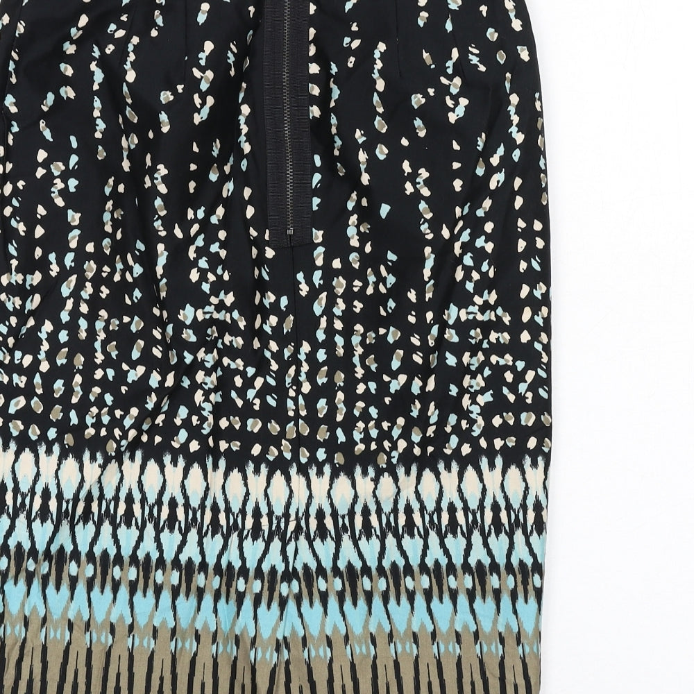 Ann Taylor Womens Multicoloured Geometric Cotton Straight & Pencil Skirt Size 4 Zip