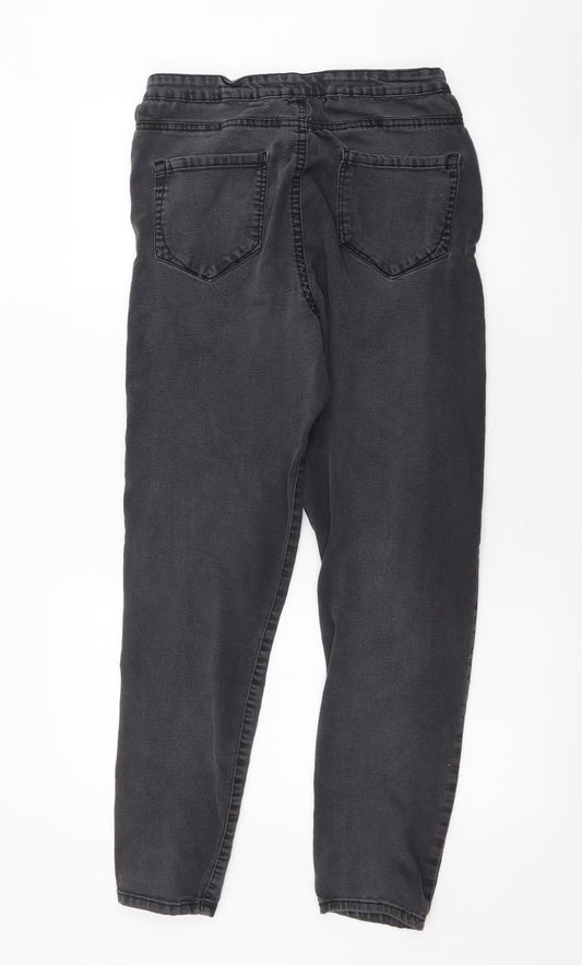 Denim & Co. Womens Black Cotton Straight Jeans Size 16 L26 in Regular Zip