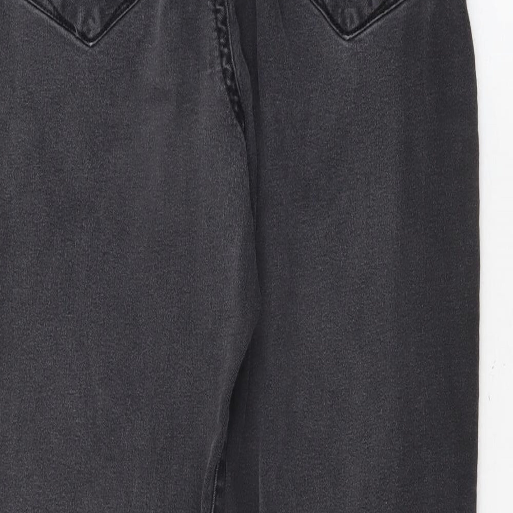 Denim & Co. Womens Black Cotton Straight Jeans Size 16 L26 in Regular Zip