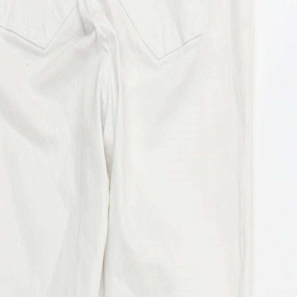 Per Una Womens White Cotton Straight Jeans Size 8 L27 in Slim Zip