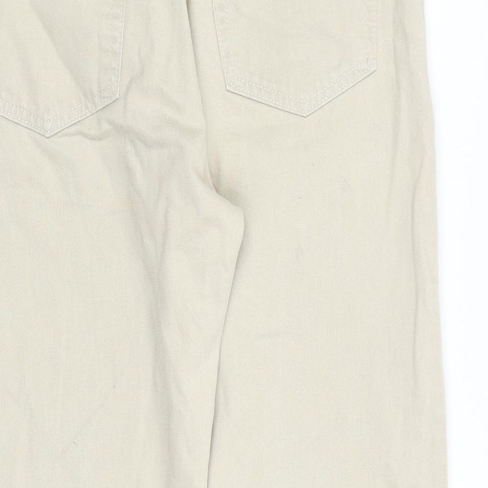 Marks and Spencer Mens Beige Cotton Straight Jeans Size 34 in L24 in Regular Zip