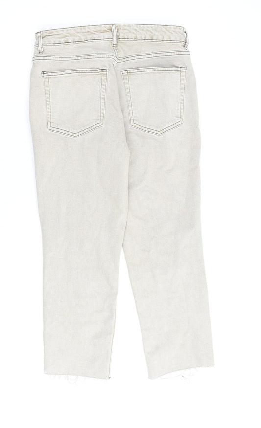 Topshop Womens Beige Cotton Straight Jeans Size 28 in L30 in Regular Zip