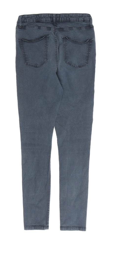 Miss Selfridge Womens Blue Cotton Skinny Jeans Size 12 L27 in Regular Zip