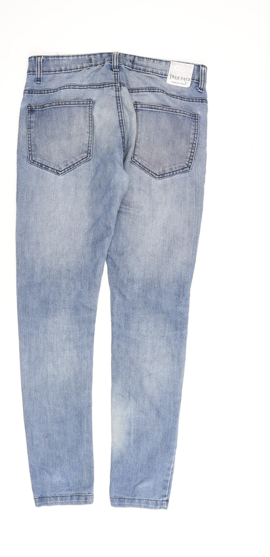 Ture Face Mens Blue Cotton Skinny Jeans Size 34 in L34 in Regular Zip