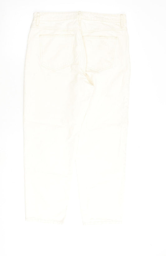 Mango Womens Beige Cotton Mom Jeans Size 16 L27 in Regular Zip