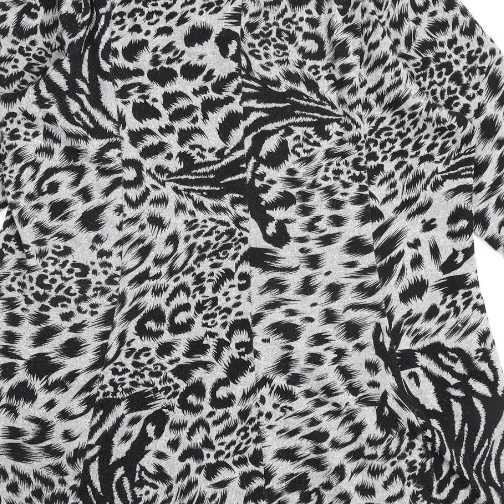 Marks and Spencer Womens Grey Animal Print Polyester A-Line Size 14 Round Neck Pullover