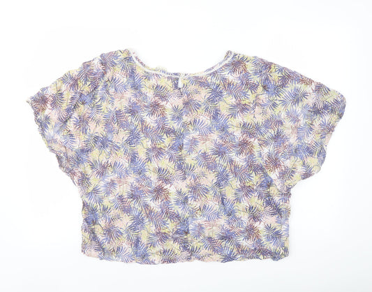 Indigo Womens Multicoloured Floral Viscose Basic Blouse Size 18 Boat Neck