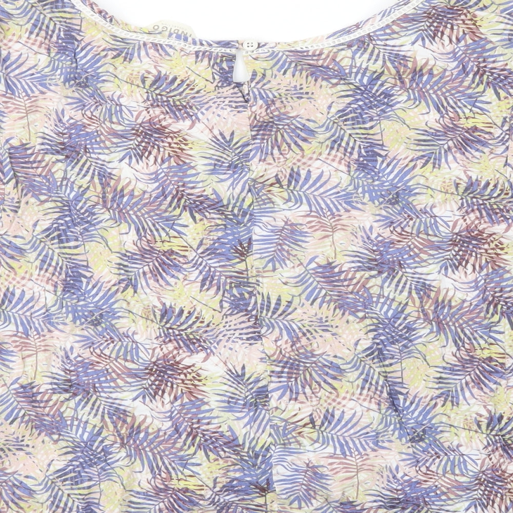 Indigo Womens Multicoloured Floral Viscose Basic Blouse Size 18 Boat Neck