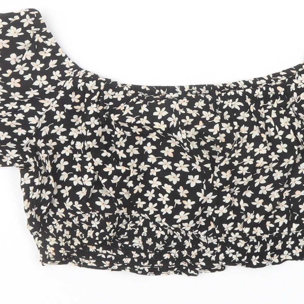 Womens UK Size 10 Miss Selfridge Black Cropped Blouse