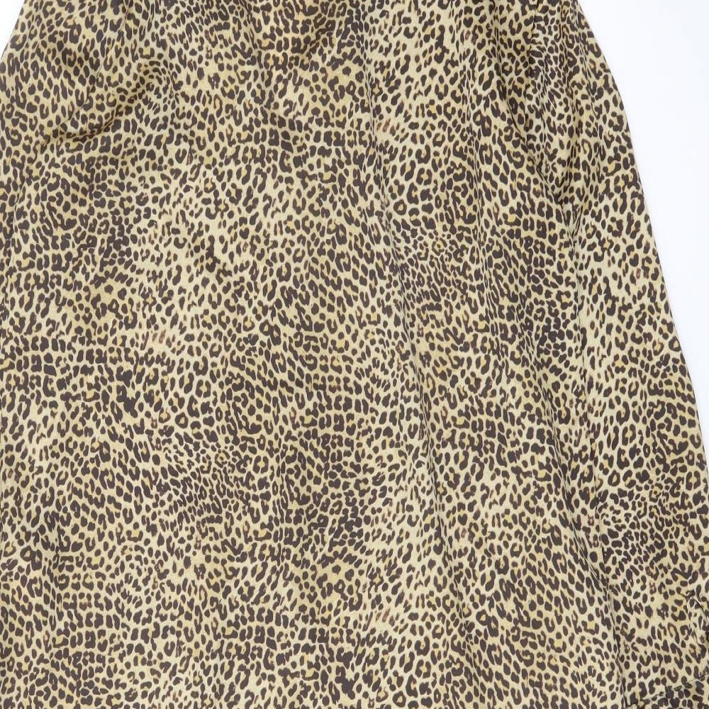 Womens UK Size XS Zara Brown Tunic Button-Up