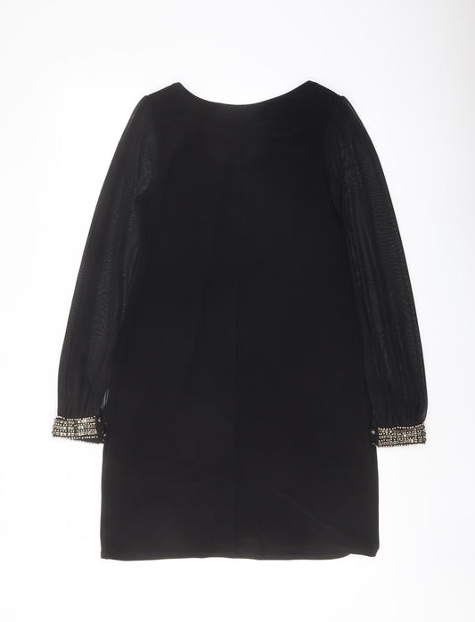 Dorothy Perkins Womens Black Polyester A-Line Size 10 Boat Neck Pullover