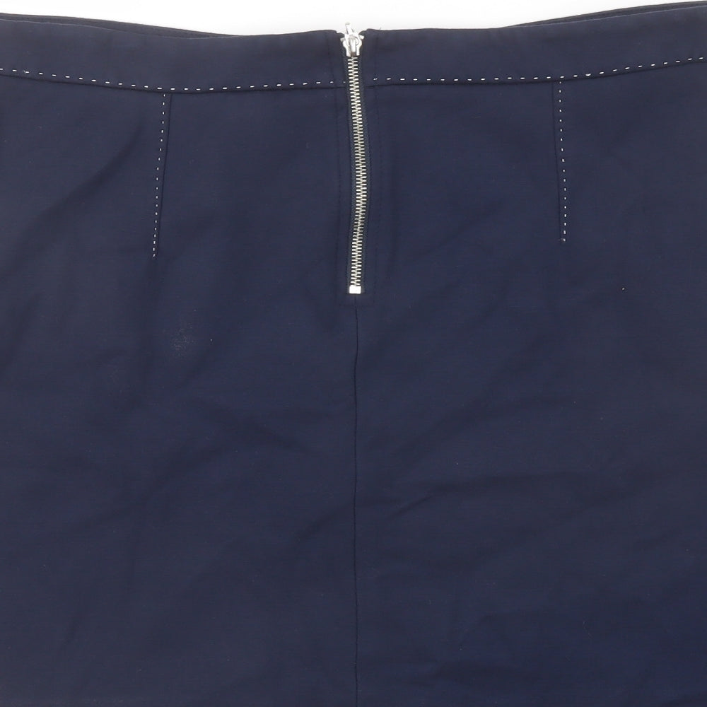 NEXT Womens Blue Viscose A-Line Skirt Size 16 Zip