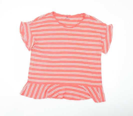 Womens UK Size XL Lands' End Orange Basic T-Shirt