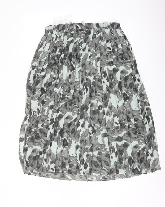 Classic Womens Green Geometric Polyester Pleated Skirt Size 16