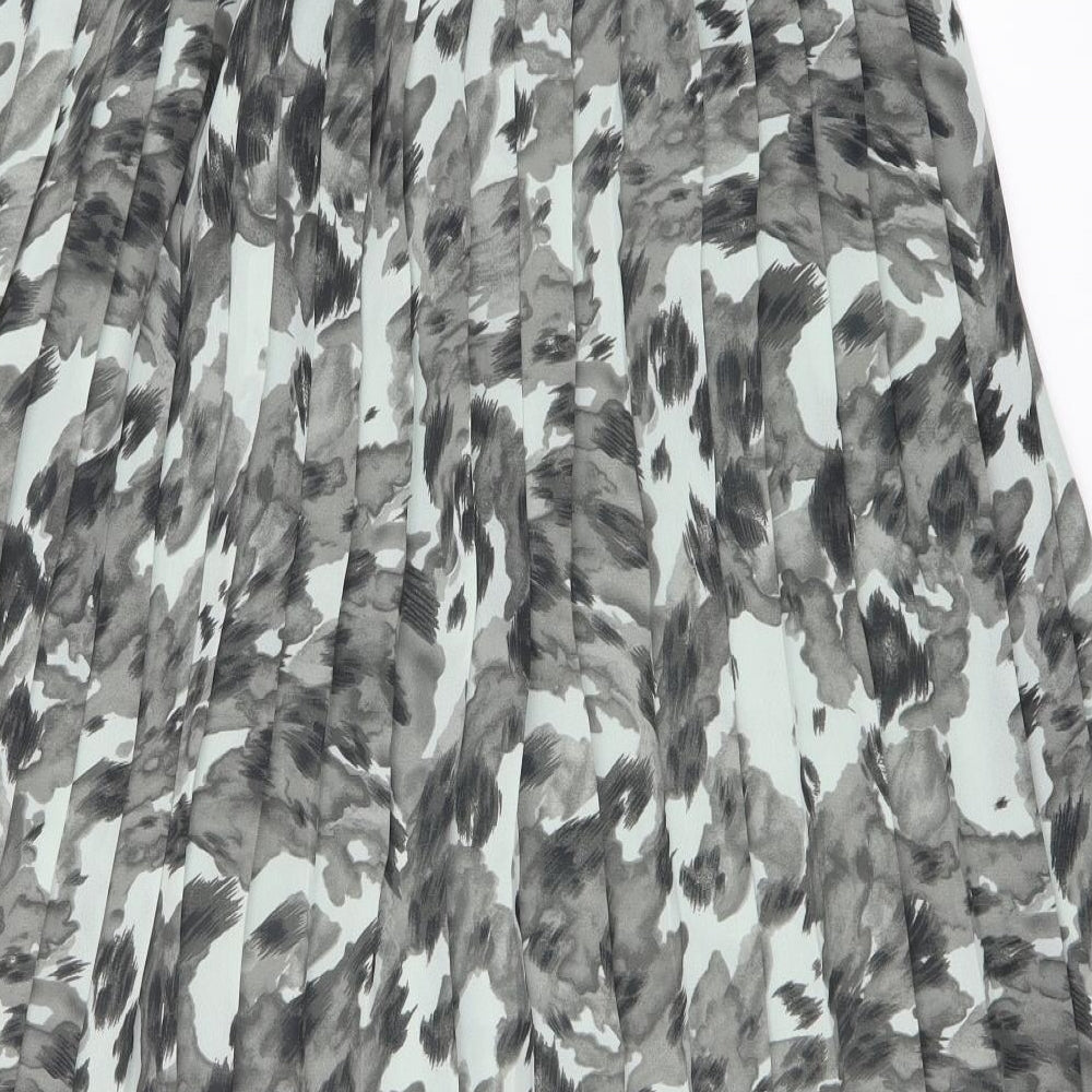 Classic Womens Green Geometric Polyester Pleated Skirt Size 16