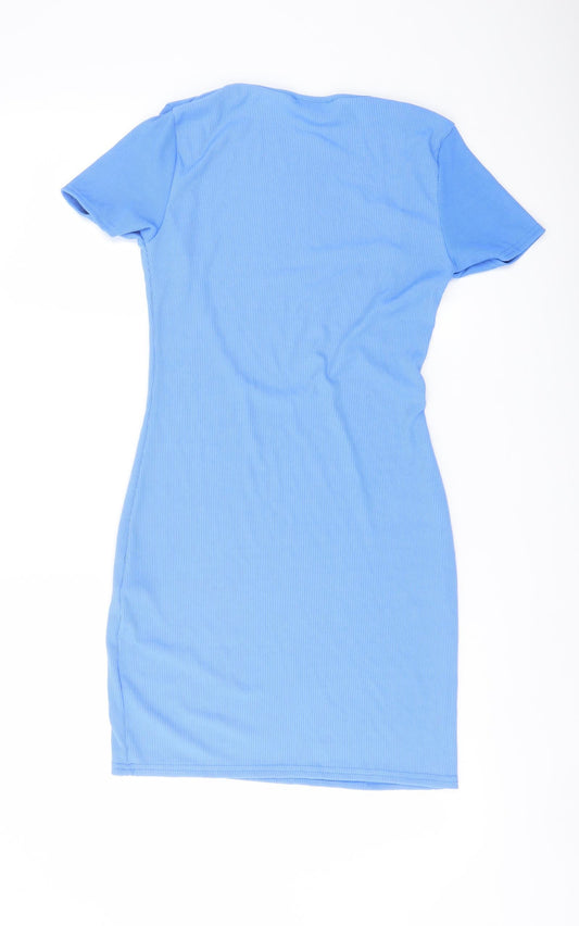 Missguided Womens Blue Polyester Mini Size 10 Scoop Neck Pullover