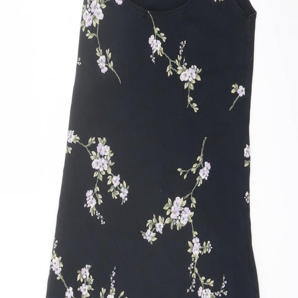 Miss Selfridge Womens Blue Floral Cotton Mini Size 6 Round Neck Pullover