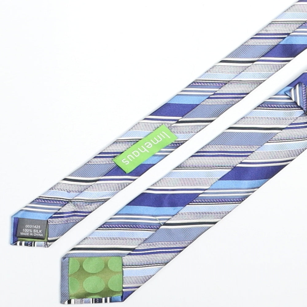 Limehaus Mens Blue Striped Silk Pointed Tie One Size