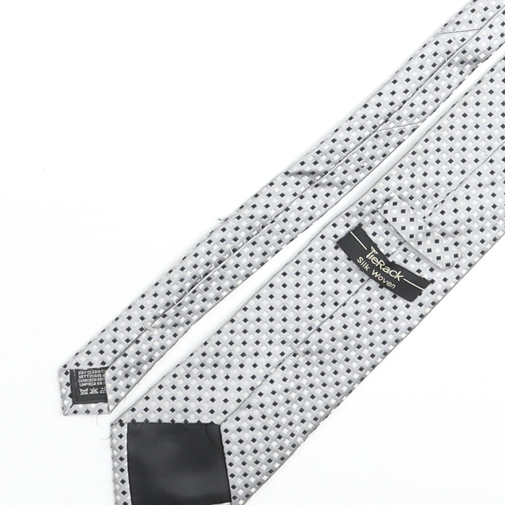 Tie Rack Mens Grey Geometric Silk Pointed Tie One Size