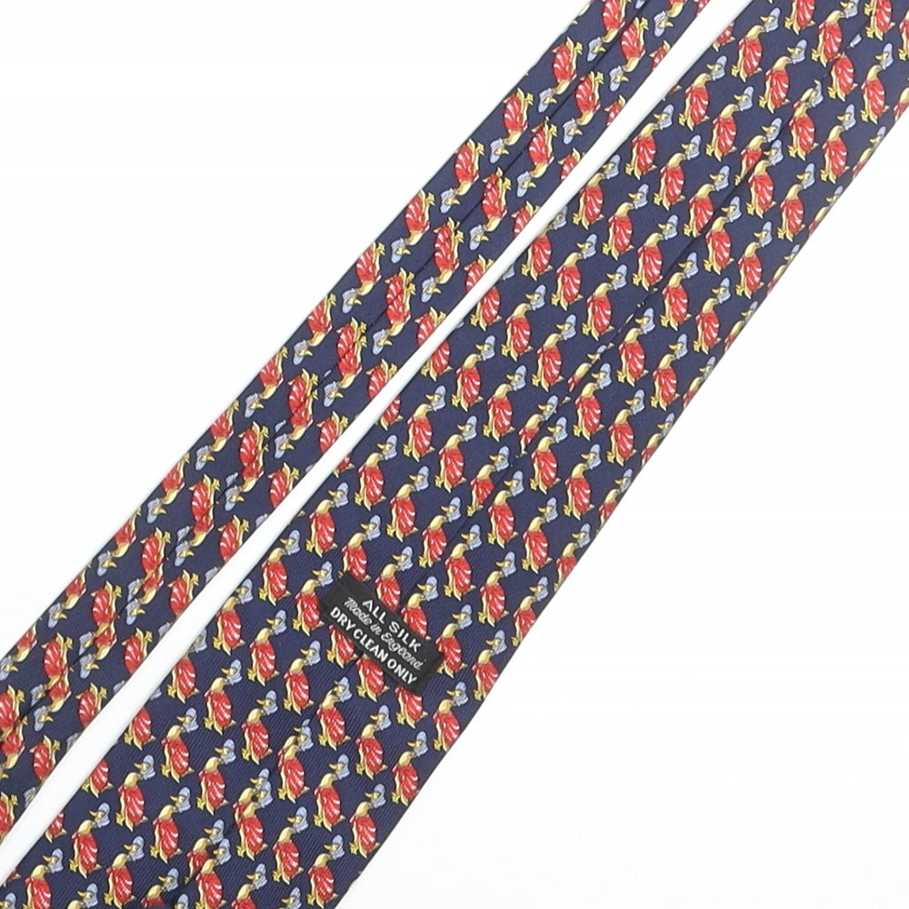 Vintage Mother Goose Mens Multicoloured Geometric Silk Pointed Tie One Size - Mother Goose Print