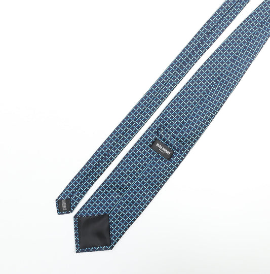 Balmain Mens Blue Plaids & Checks Silk Pointed Tie One Size