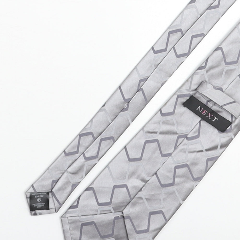 Mens NEXT Grey Geometric Pointed Tie