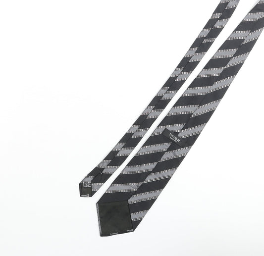 Linea Mens Black Striped Silk Pointed Tie One Size