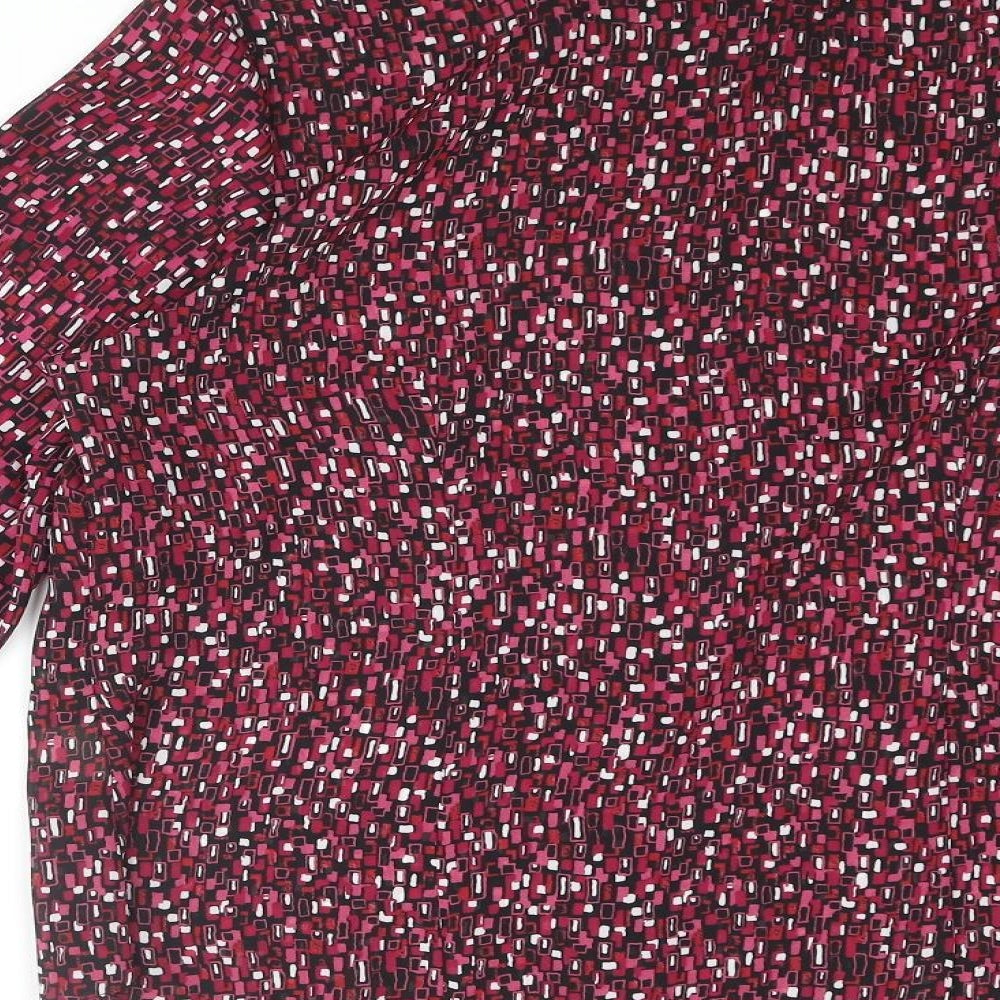 Bonmarché Womens Purple Geometric Polyester Basic Button-Up Size 16 Collared