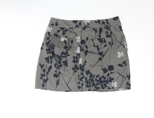 Gap Womens Grey Floral Polyester Mini Skirt Size 6 Zip