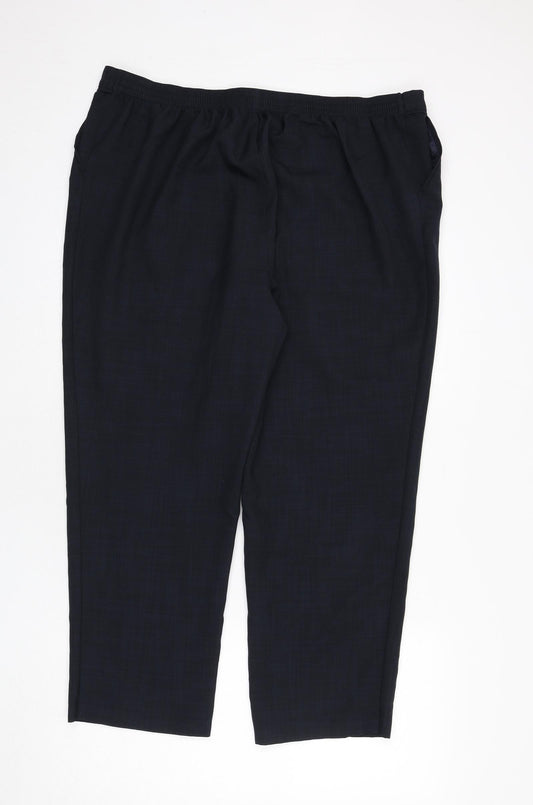 Classic Womens Blue Polyester Trousers Size 22 L24 in Regular - Pleat Front