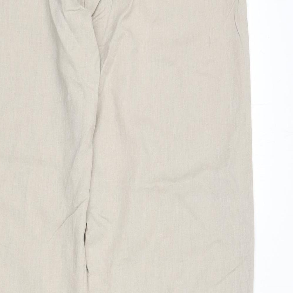 Avenue Womens Beige Linen Trousers Size M L28 in Regular Zip - Tie Front