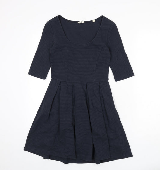 Jack Wills Womens Blue Cotton Fit & Flare Size 6 Scoop Neck Pullover - Ribbed