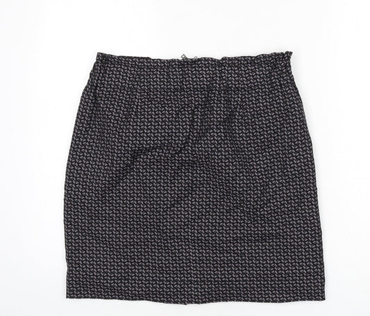 Gap Womens Black Geometric Viscose A-Line Skirt Size 12 Zip