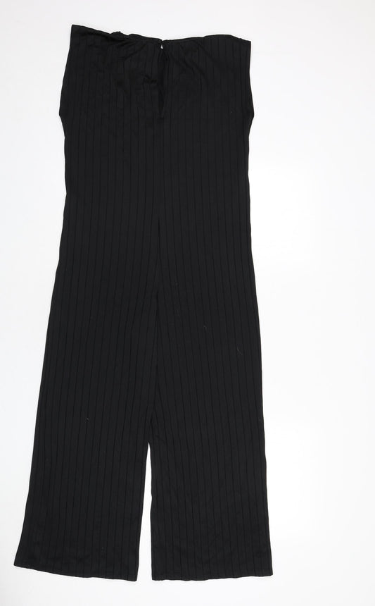 Zara Womens Black Polyester Jumpsuit One-Piece Size S L23 in Button - Ribbed