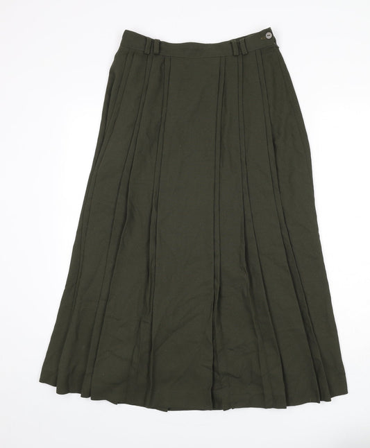 Bassini Womens Green Viscose Pleated Skirt Size 30 in Zip