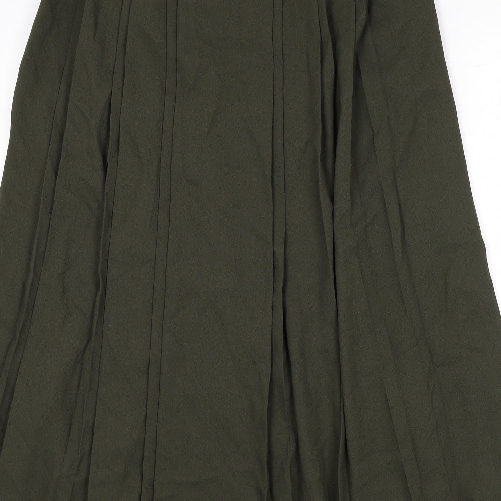 BASSINI Womens Green Viscose Pleated Skirt Size 30 in Zip