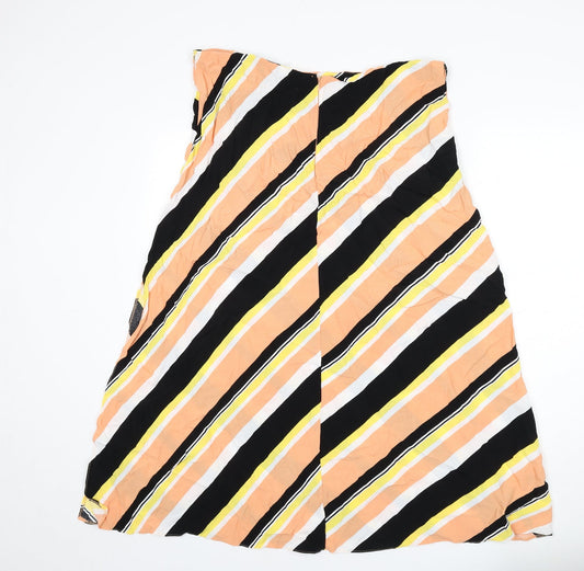 ASOS Womens Multicoloured Striped Viscose Flare Skirt Size 18 Zip - Side Slit