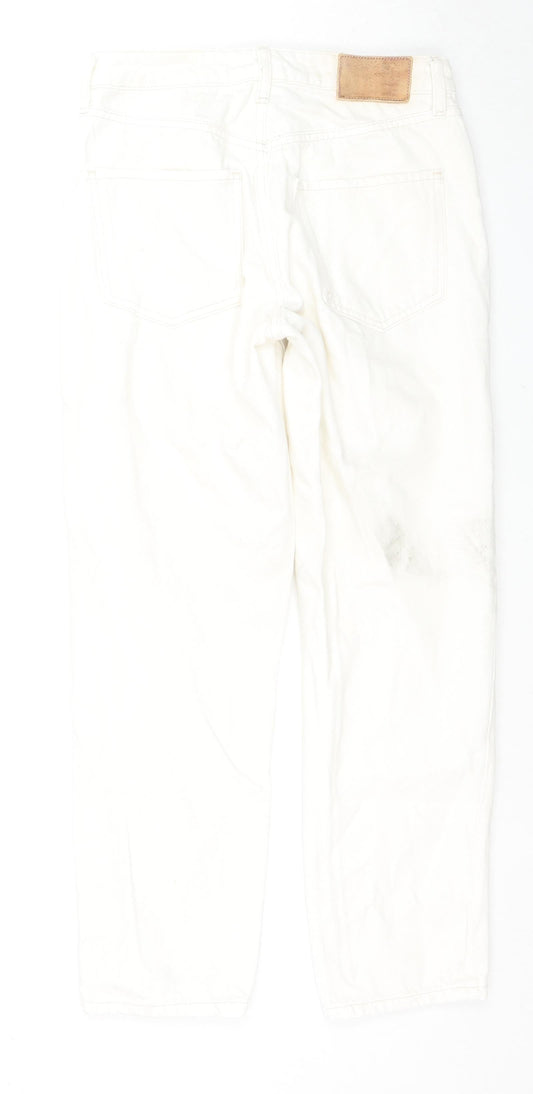 River Island Womens White Cotton Straight Jeans Size 6 L26 in Regular Zip
