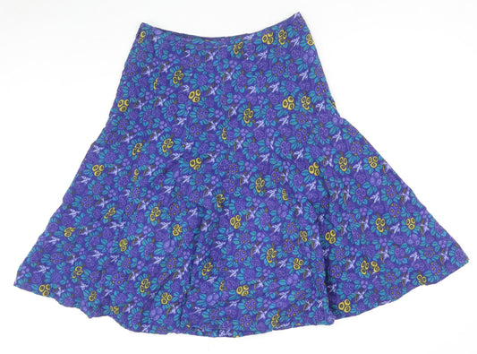 EAST Womens Purple Floral Cotton Trumpet Skirt Size 8 Zip