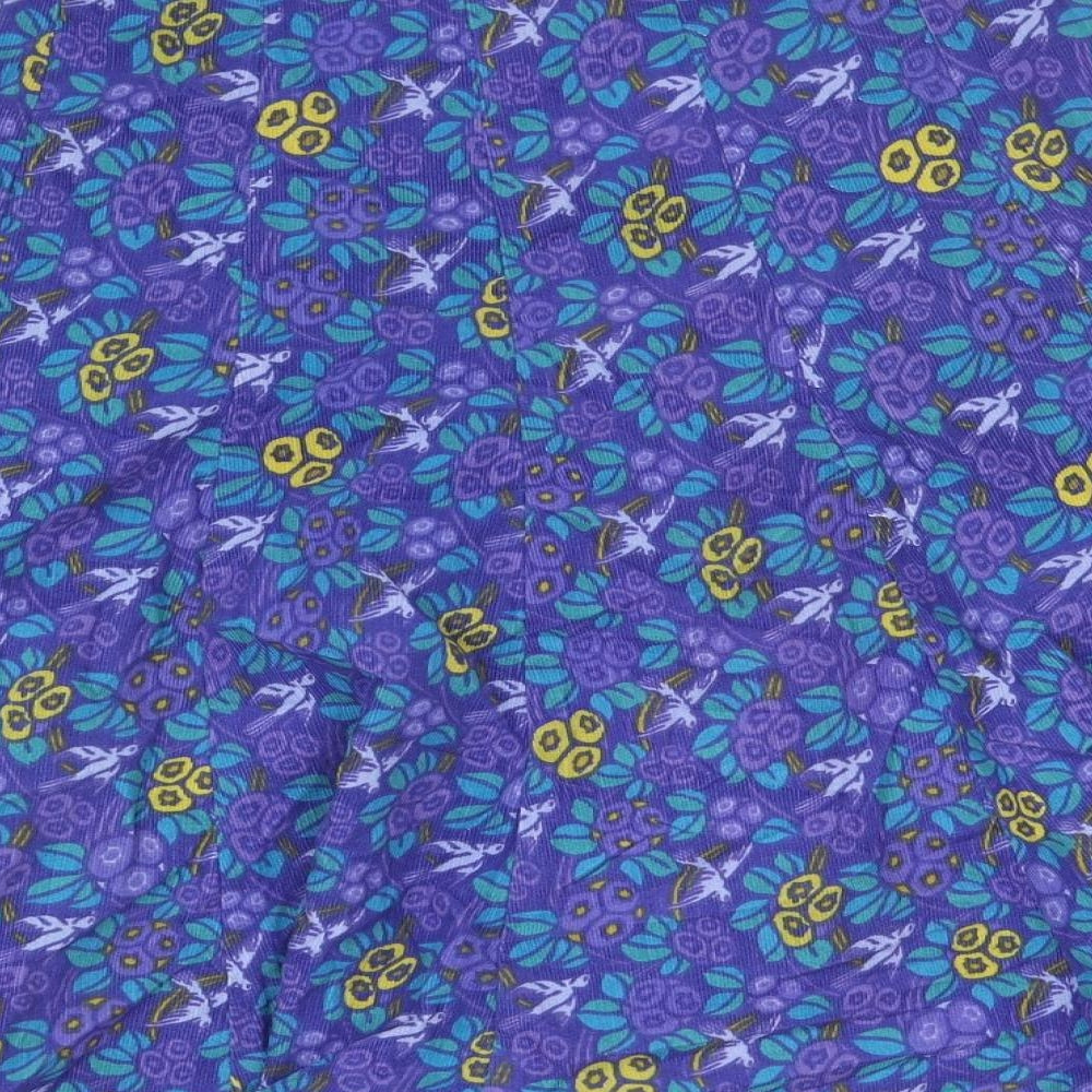 EAST Womens Purple Floral Cotton Trumpet Skirt Size 8 Zip