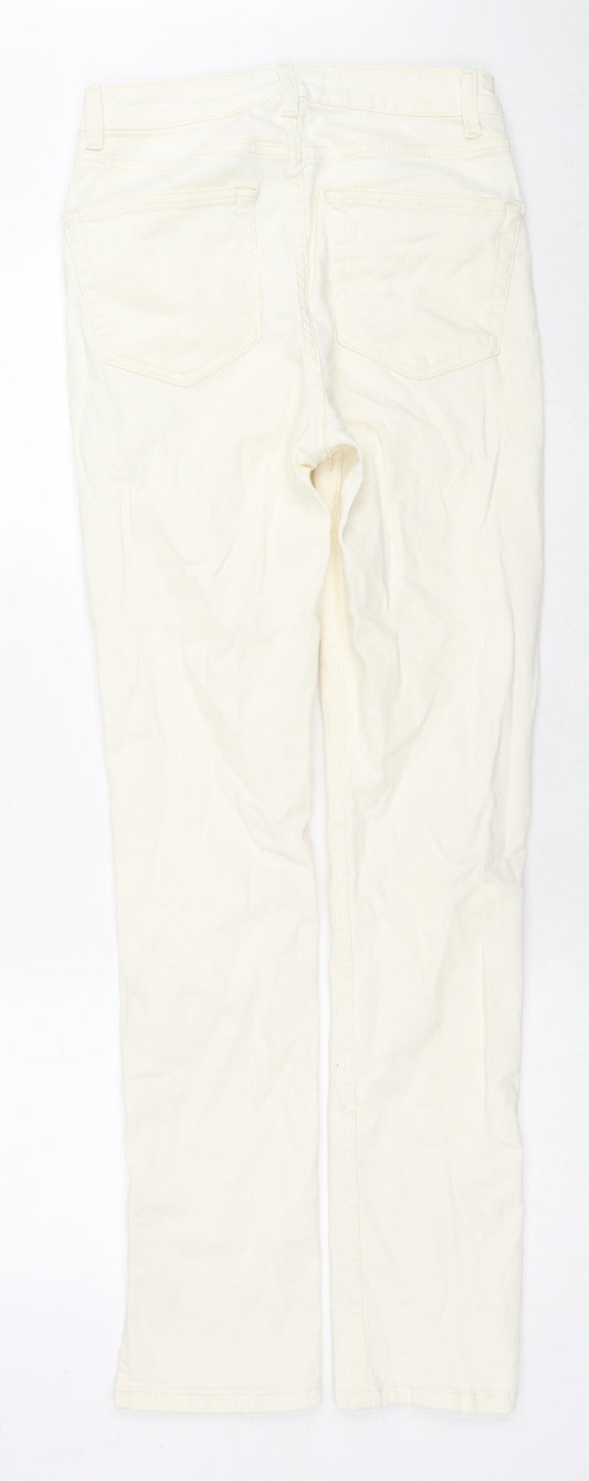 Denim & Co. Womens Ivory Cotton Skinny Jeans Size 10 L32 in Regular Zip - Side Slit(s)