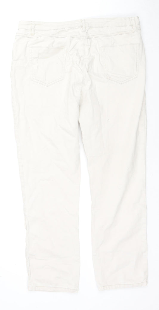 Bonmarché Womens Beige Cotton Straight Jeans Size 16 L28 in Regular Zip