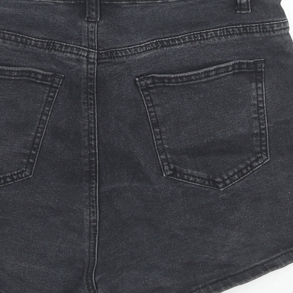 PRETTYLITTLETHING Womens Black Cotton Hot Pants Shorts Size 6 L3 in Regular Zip