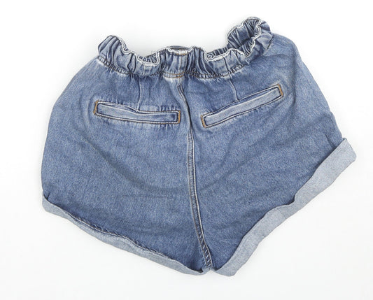 River Island Womens Blue Cotton Hot Pants Shorts Size 6 L3 in Regular Drawstring