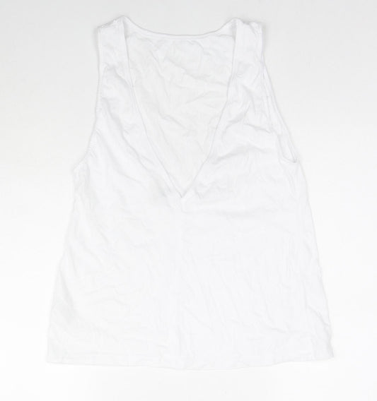 ASOS Womens White Cotton Basic Tank Size 12 Round Neck